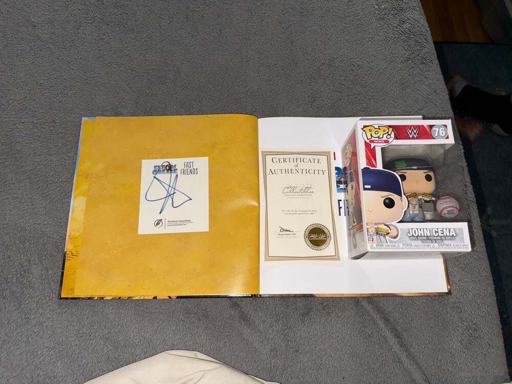 John Cena Signed Elbow Grease: Fast Friends Book with COA and Funko Pop! WWE #76